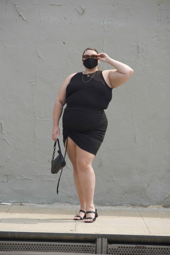 Plus size styling and fashion with mask